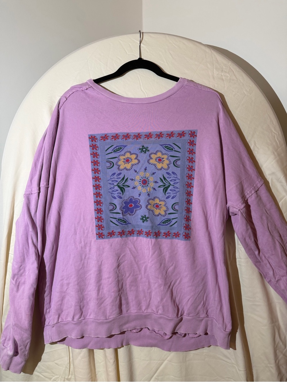 Lilac Floral Graphic Long-Sleeve Top